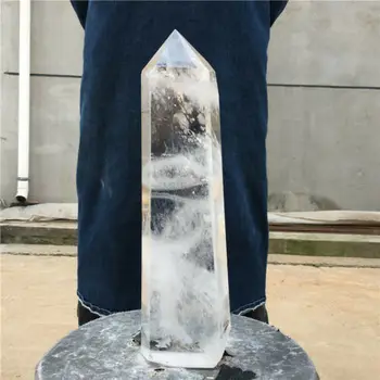 Muito tempo natural, transparente cristal de quartzo Obelisco ponto de cura varinha
