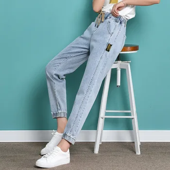 Retro Harlan Jeans 2021 Primavera/verão Nova Moda feminina Solta Cintura Alta Trecho Slim Não-desvanecendo-se Resistente ao Desgaste Calças