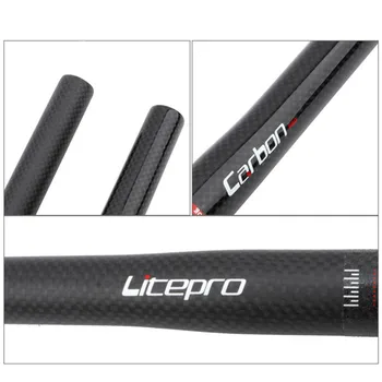 Litepro Reta Lidar com 25,4 mm*580mm Bicicleta Dobrável Uma forma de Ultraleve de Bicicleta Horizontal, Barra do Punho Cheio de Fibra de Carbono