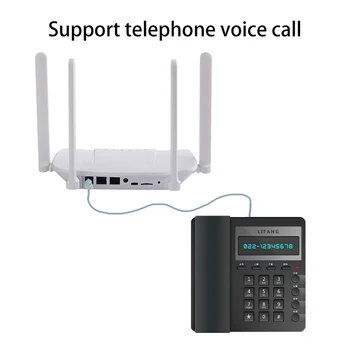 Desbloquear 4G VoLTE Wifi Router VPN sem Fio Modem Chamada de Voz de banda Larga, Telefone Hotspot LTE CPE com Slot para Cartão SIM RJ45+Porta RJ11