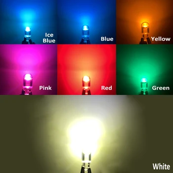 4PCS 194 W5W T10 Vidro de Habitação Cob LED lâmpada de Carro Amarelo 6000K Branco, Vermelho, Verde, Azul Cunha da Placa de Licença Lâmpada de Luz de Abóbada