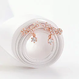 Novo Design de Jóias de Casamento de Luxo Claro Zircão Brincos Elegantes de Prata 925 flor Brincos Para Mulheres