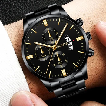 2021 Homens Relógio de Aço Inoxidável relógios de Luxo Calendário Relógio de Quartzo Profissional Relógio Casual Mens Watch Pulseira Relógio