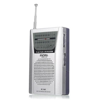 Quente Universal AC-R60 Bolso Rádio Antena Telescópica Mini AM/FM 2 Bandas de Rádio do Mundo Receptor com alto-Falante Fone de ouvido 3,5 milímetros Jack,