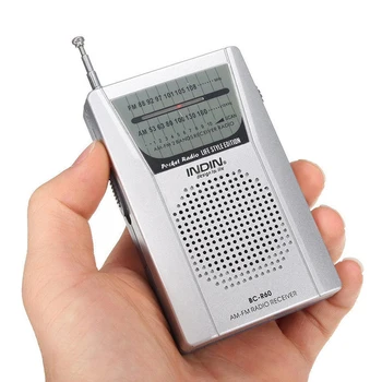 Quente Universal AC-R60 Bolso Rádio Antena Telescópica Mini AM/FM 2 Bandas de Rádio do Mundo Receptor com alto-Falante Fone de ouvido 3,5 milímetros Jack,