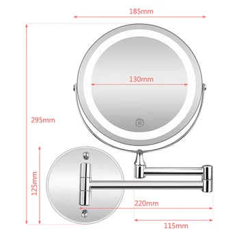 Parede de LED Espelho de casa de Banho Com LED de Quadro de Banho Grande Espelho Inteligente 10x de Ampliação Led Espelho de Maquilhagem Ajustável