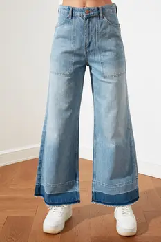 Trendyol Trote Detalhadas de Alta Bel Wide LEg Jeans TWOSS21JE0357