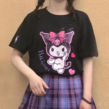 Algodão Preta Original Sweet Lolita Girl T-shirt Feminina Estudante coreano Solta Verão 2021 Kuromied Tees Camiseta Casual Jk Roupas