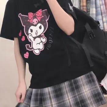 Algodão Preta Original Sweet Lolita Girl T-shirt Feminina Estudante coreano Solta Verão 2021 Kuromied Tees Camiseta Casual Jk Roupas