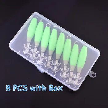 8Pcs com caixa Luminosa de Lula Gabaritos Gancho de 10 cm a 15 g de Polvo Choco que Pesca Isca Isca Anzol