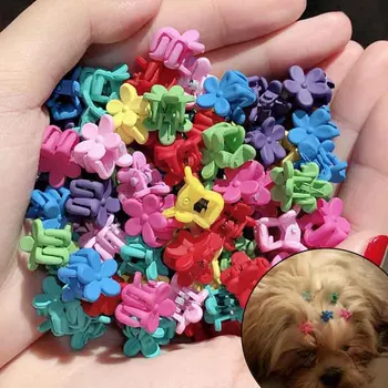 Menina Acessórios De Cabelo Filhotes De Cachorro Bonitos Flores Feitas À Mão Com Clip Dog Grooming Decoração