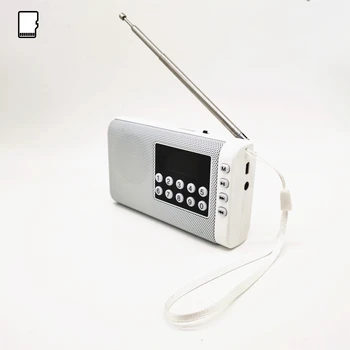 Bolso recarregável Rádio FM Rádio Leitor de MP3 Portátil Mini Receptor de Rádio alto-Falante suporta TF Cartão de Presente para os Pais