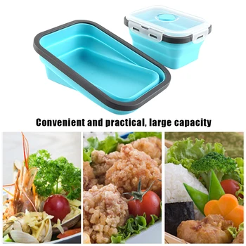 Silicone Dobrável Caixa De Almoço Micro-Ondas Armazenamento De Alimentos Microwavable Recipiente Dobrável Bento Almoço Organizador Para A Cozinha Dropship