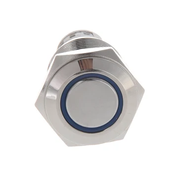 Qualidade superior Anjo de Olhos Azuis de Led 16mm 12V Redonda de Aço inoxidável Momentânea Interruptor de Botão de pressão