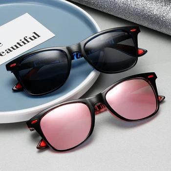 O Design da marca Óculos de sol Polarizados Homens Praça de Condução de Óculos de Sol das Mulheres do Vintage para Revestimento de Espelho Óculos de sol UV400 Tons Oculos