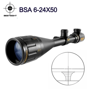 BSA 6-24x50 AOE Táticas Rifle Âmbito Verde Vermelha Ponto de Luz Sniper Engrenagem da Caça visor Óptico de Spotting Scope de Rifle de Caça
