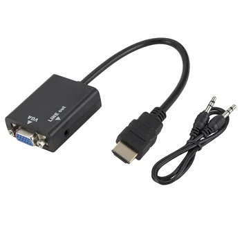 HDMI para VGA Cabo Adaptador Macho Para HDMI Fêmea PARA Conversor de VGA Adaptador de 1080P Digital para Analógico de Áudio de Vídeo Para Tablet