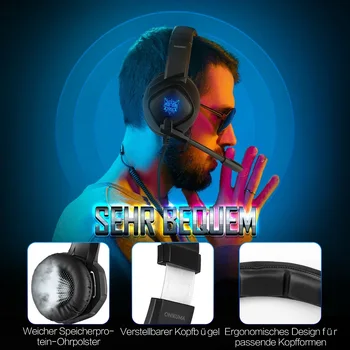 3,5 mm Fones de ouvido de Jogos para PC Portátil Gaming Headset Microfone de Luz RGB 3D de Som Surround para Auscultadores Para a Nintendo Mudar PS4 Xbox Um