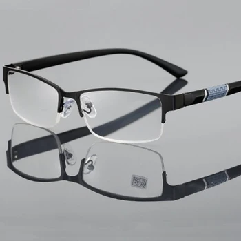Dioptria +0 +1.0 +1.5 +2.0 +2.5 +3.0 +3.5 +4.0 Homens de Negócios Óculos de Leitura Moda Retrô Meia-quadro de Presbiopia Óculos