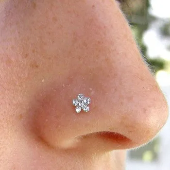 Flor Indiana nariz stud piercing de prata 925 CZ nariz bar de unhas de jóias para as mulheres a moda punk anti-alérgico