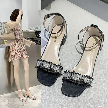 Design De Moda As Mulheres Sandálias De Verão 2021 Sapatos Femininos Mulher Dedo Do Pé Aberto Estilo De Sapatos Para As Mulheres Med Saltos Praias De Sandálias De Senhoras Novo