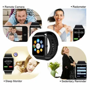GT08 Bluetooth Smart Watch Tela de Toque Grande Bateria de Apoio TF Cartão Sim Câmera Para iPhone, Android Smartwatch PK DZ09 Assistir
