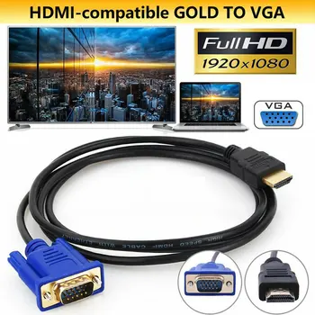 1/1.8/3/5M compatível com HDMI Cabo compatível com HDMI Para VGA HD Com Cabo Adaptador de Áudio compatível com HDMI PARA VGA Cabo dropshipping