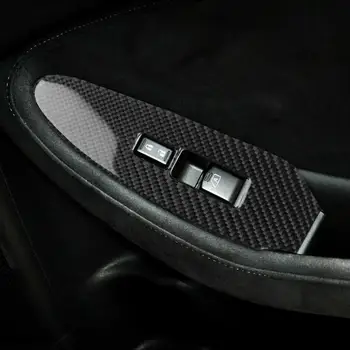 2Pcs de Fibra de Carbono, Carro de Janela Interruptor do Painel de Adesivos Para Nissan 370Z 2009-2020 Interior Automotivo Adesivos Moldura do Painel de Guarnição