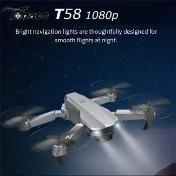 Topacc T58 2,4 G wi-FI FPV Grande Angular Professial de 1080P em HD a Câmera do Helicóptero de RC Dobrável Mini Drone Hight Modo Hold Quadcopter RTF