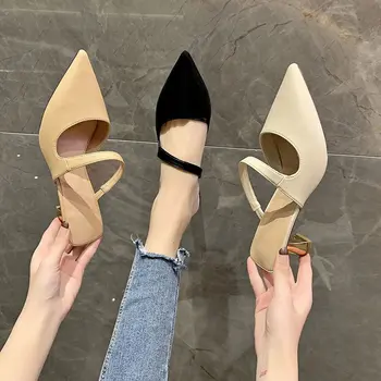 Sapatos femininos 2021 Verão de Luxo, Mulheres Mulas Moda Apontou Salto Agulha Slides Senhoras Trastes Sandálias de Mulher Flip Flop