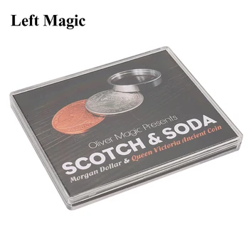 Scotch & Soda por Oliver Magia (Morgan Dólar e a Rainha Victoria Moeda Antiga) de Perto Magia Truques de Magia Truque de Magia Adereços