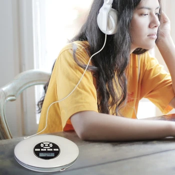 Estilo de rodada Leitor de CD Portátil Fone de ouvido hi-fi de Música Reproductor de CD Walkman Discman Jogador Recarregável à prova de Choque leitor de CD