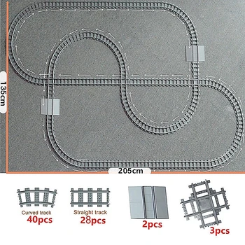 Ferroviária Trilhos de Trem da Cidade de trein 4519 Cruz Pista Reta Curva de Blocos de Construção Tijolos Modelo Compatível com Todas as Marcas de Trilhos de Trem