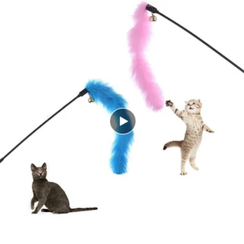 Tease Gato Vara Gato Vara Brinquedos Cor Aleatória Engraçado Colorido Turquia Penas Interativa De Brinquedos Do Animal De Estimação Para O Gato Joga O Brinquedo Para Animais De Estimação