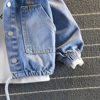 O bebê Meninos de calças de Brim de Criança Jaqueta Jeans 2021 Primavera, Outono de Crianças com Capuz Jaqueta Jeans Destacável Menina de Jaqueta de Top Coat para Crianças