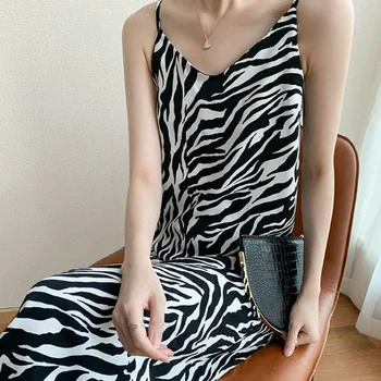 Camisolas sem mangas Mulheres Leopard Zebra Listrada Chique Sexy com decote em V Moda Streetwear Solto e Casual Todos-jogo Aconchegante Lado fenda Legal