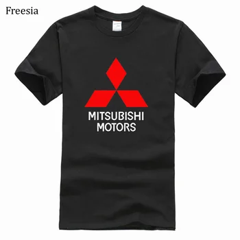 Homens de Manga Curta Mitsubishi Motors Logotipo Casual T-Shirt dos Homens de Cor Sólida Algodão Tee Moda Hip Hop Harajuku Roupas masculinas
