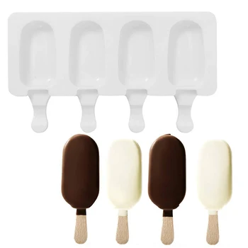 Novo Caseiro do Silicone do produto comestível Ice Cream Moldes 2 Tamanho Gelo lolly Moldes Freezer do creme de Gelo do bar Moldes do Criador de Com Palitos de sorvete