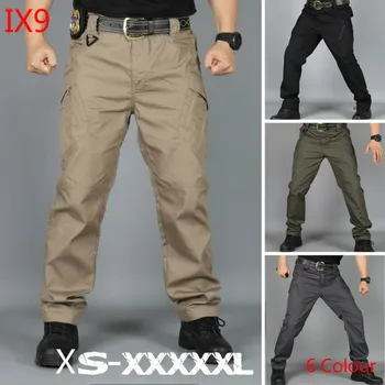 IX9 S-5XL Táticas Militares Carga Calças de combate multi-bolsos Militar do Exército Calças dos homens Flexível de algodão, calças