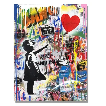 Banksy Arte da Lona da Pintura Abstrata, Animais e Figuras, Cartazes e Estampas de Rua, Arte de Parede de Imagem para a Decoração Home Cuadros