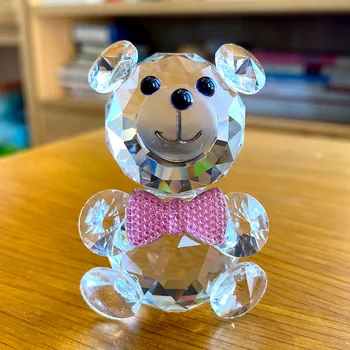 Cristal Coleção De Ursos De Pelúcia Estatuetas De Vidro Moda Artesanal Lindo Animal Peso De Papel De Noiva Decoração De Casa De Presentes De Natal