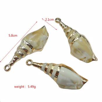 5 peças de ouro acrílico shell mar oceano pingentes, usado para fazer jóias DIY pulseiras artesanais, colares e acessórios