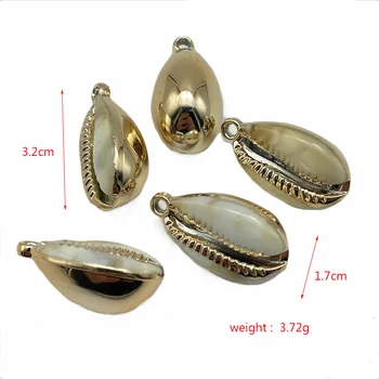 5 peças de ouro acrílico shell mar oceano pingentes, usado para fazer jóias DIY pulseiras artesanais, colares e acessórios