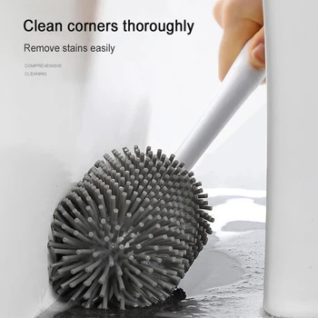 ELOSSA TPR Silicone Escova de vaso Sanitário de Parede de Ferramentas de Limpeza de um Morto Cantos escova de Limpeza Domésticos Conjunto de Acessórios de casa de Banho