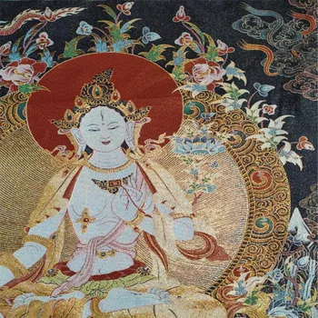 Seda Religiosa Tara Branca em Tangka Retrato do Nepal, Tibete, China