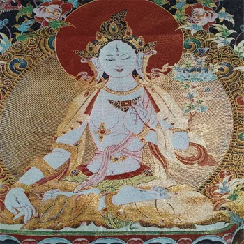 Seda Religiosa Tara Branca em Tangka Retrato do Nepal, Tibete, China