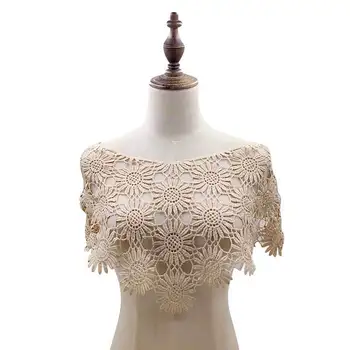 Nova Moda Laço Gola de Tecido Guarnição da fita DIY Bordado de dubai Applique 3D Costura guipure de noiva Decote decoração