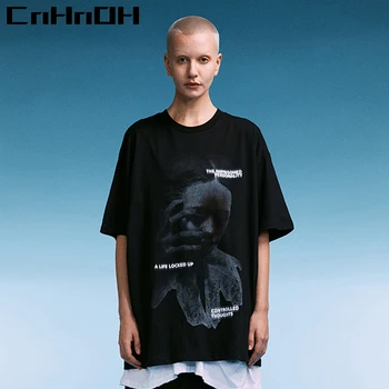 CnHnOH Homens T-shirt Retrato Estampado funny T-shirts, Tops de Moda de Nova Chegada de Design Original, Gola Redonda 9683