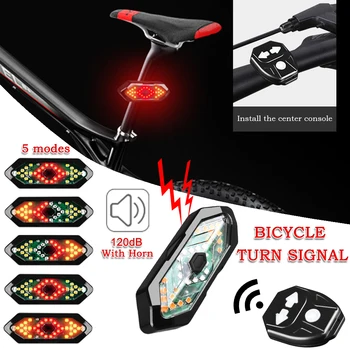 Controle remoto Impermeável de Bicicletas Traseiro de USB Recarregável Brilhante Aviso de Segurança da Bicicleta Freio Traseiro Luzes com Chifre de Virar Luz