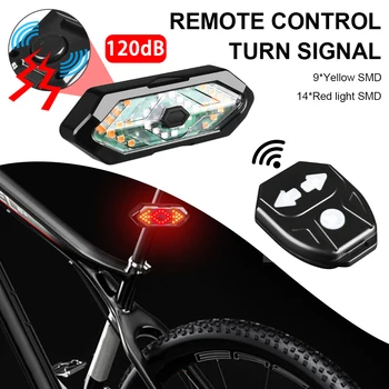 Controle remoto Impermeável de Bicicletas Traseiro de USB Recarregável Brilhante Aviso de Segurança da Bicicleta Freio Traseiro Luzes com Chifre de Virar Luz